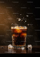 Cold Brew Coffee with Ice Cubes and Floating Beans