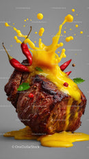 Spicy Roast Beef with Chili Peppers and Yellow Sauce