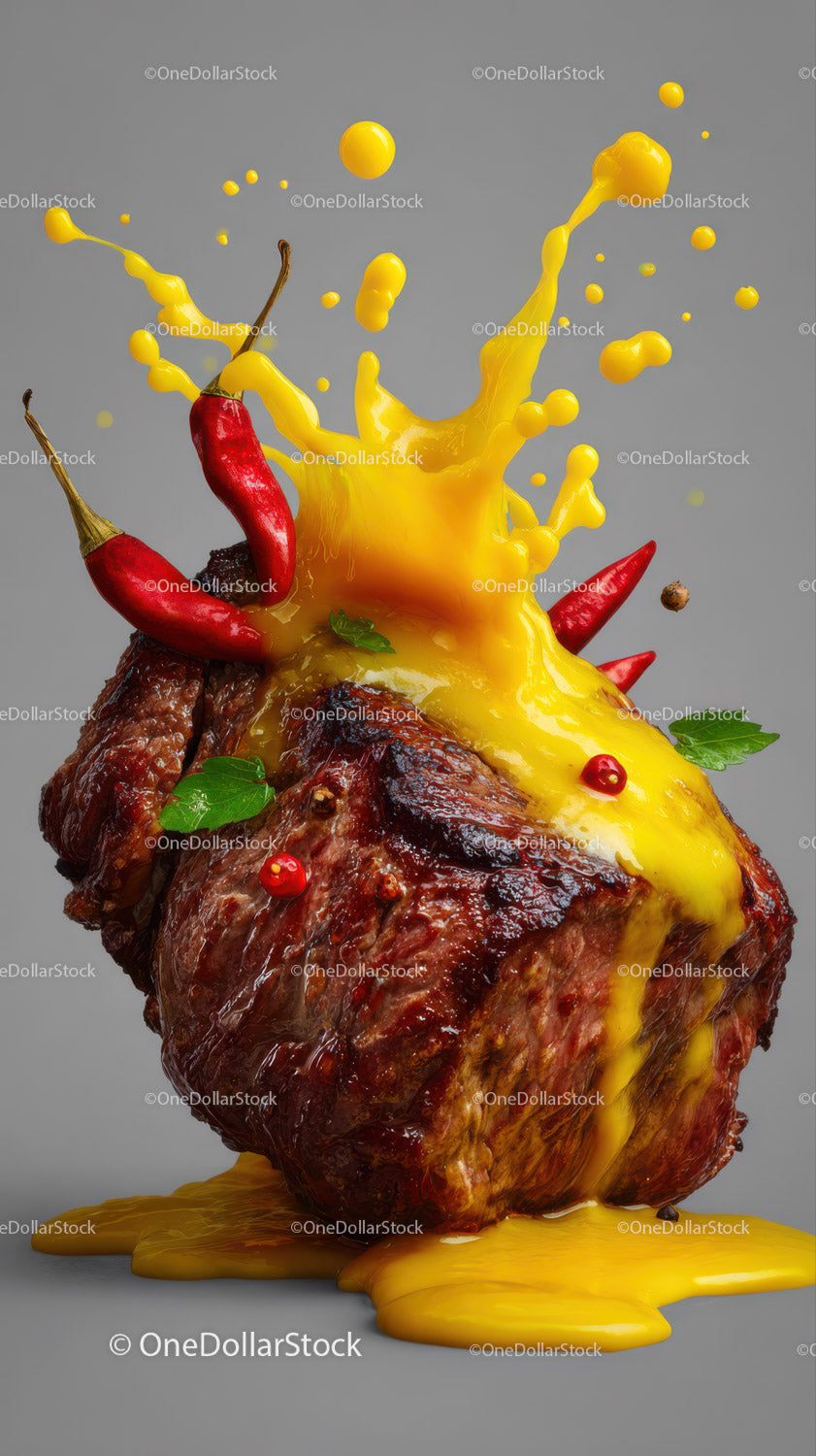 Spicy Roast Beef with Chili Peppers and Yellow Sauce