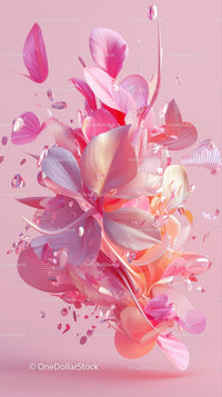 Pink and Peach Abstract Flower Sculpture with Fluid Shapes