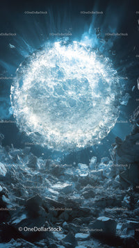 Frozen Ice Crater in Cold Arctic Landscape with Crystalline Ice