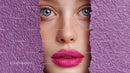 Close-Up Portrait of a Glamorous Model with Pink Lipstick