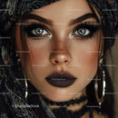 Elegant Woman with Dark Makeup and Blue Eyes in a Fashion Portrait
