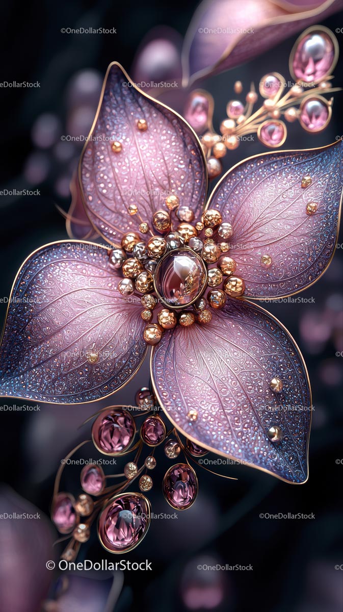 Elegant Floral Jewelry with Pink and Purple Gemstones and Gold Accents