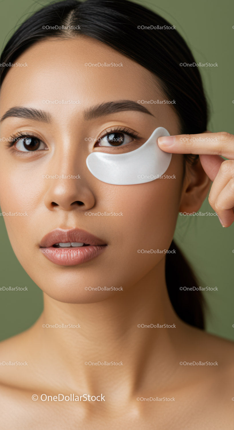 Close-up of a Woman Applying Under-Eye Patch for Skin Rejuvenation