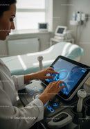 Healthcare Professional Operating Modern Medical Ultrasound Machine in Clinic