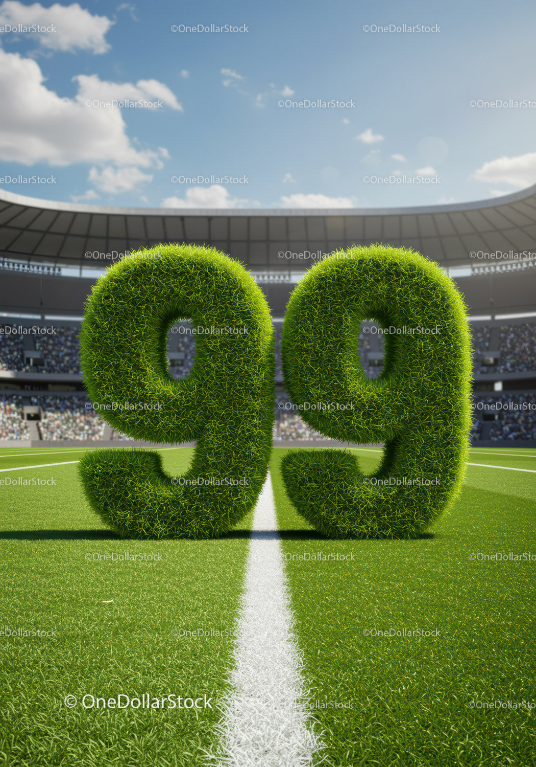 Grass Turf Number 99 on Sport Stadium Field