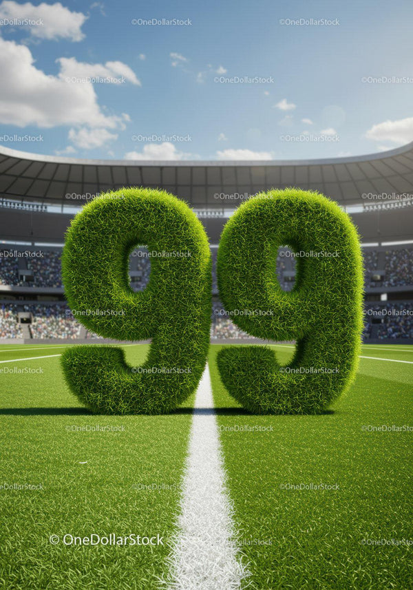 Grass Turf Number 99 on Sport Stadium Field