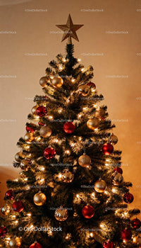 Festive Christmas Tree with Warm Golden Lights