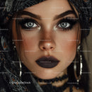 Glamorous Woman with Blue Eyes and Dark Makeup