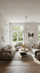 Bright Modern Living Room with Large Windows and Natural Light