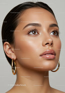 Elegant Woman with Flawless Skin and Brown Eyes in Close-Up