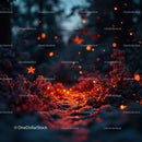 Glowing Embers Among Snowy Branches in Evening Forest