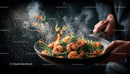 Fresh Shrimp and Green Bean Stir-Fry in a Black Wok