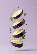 Floating Sliced Eggplant with Olive Oil and Herbs