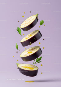 Floating Sliced Eggplant with Olive Oil and Herbs