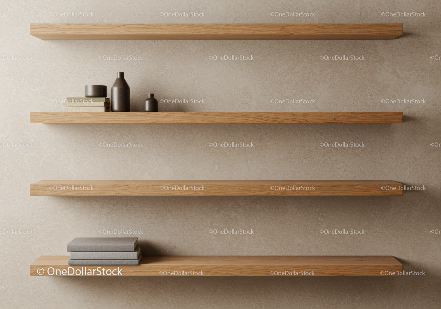 Modern Wooden Wall Shelves with Decor Items for Stylish Interior
