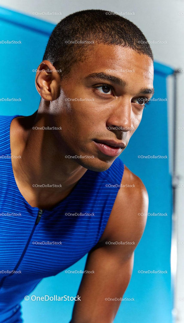 Focused athlete preparing for intense training session