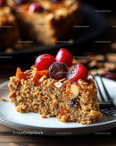 Cherry Cake with Fruit Topping and Crumbly Biscuit Base