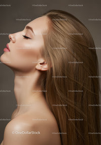 Profile of serene woman with flowing long hair