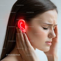 Woman with Ear Pain Experiencing Discomfort in a Conceptual Medical Setting