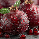 Close-up of Fresh Juicy Red Pomegranate with Water Droplets