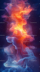 Vibrant Cosmic Nebula with Glowing Gas Cloud in Deep Space