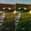 Before and after Backyards LUT Pack effect