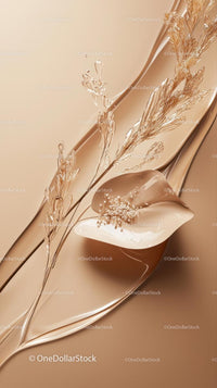 Elegant Metallic Floral Design with Soft Beige Background