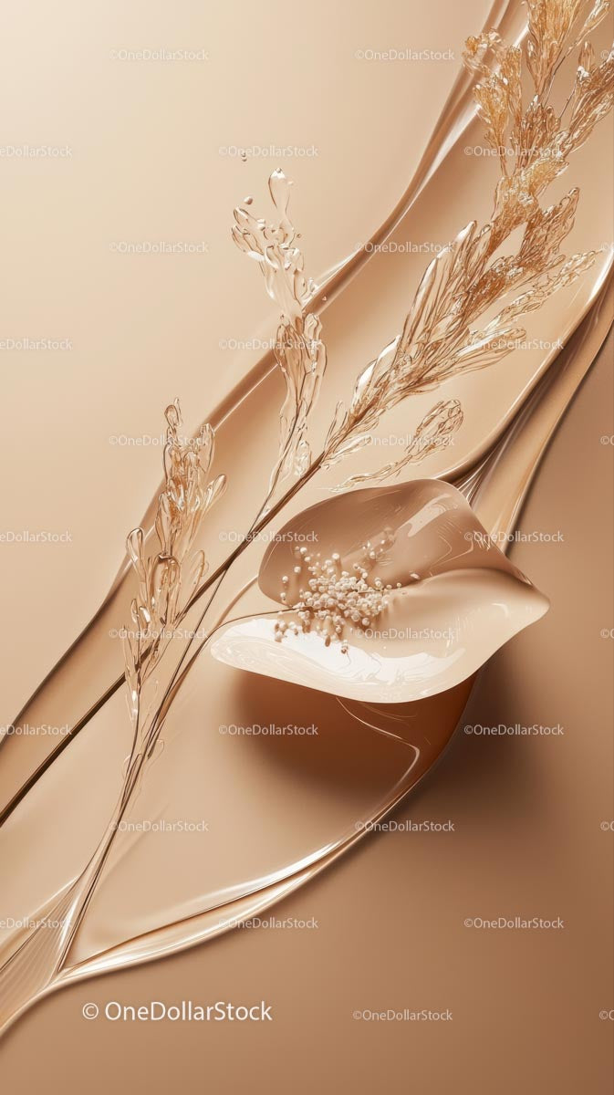 Elegant Metallic Floral Design with Soft Beige Background