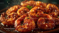 Crispy Glazed Shrimp with Sesame Seeds and Fresh Herbs