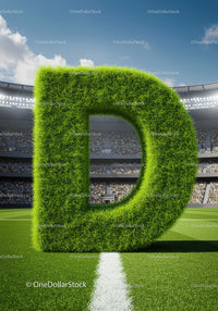 Large Grass Letter D on Football Stadium Field