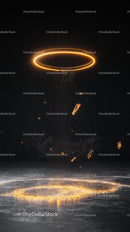 Futuristic Fire Ring with Sparks in Digital Art Scene