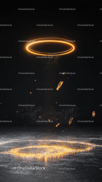 Futuristic Fire Ring with Sparks in Digital Art Scene