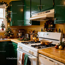 Cozy kitchen decorated for warm Christmas celebration