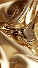 Luxurious Golden Metallic Fabric with Elegant Flowing Drapes