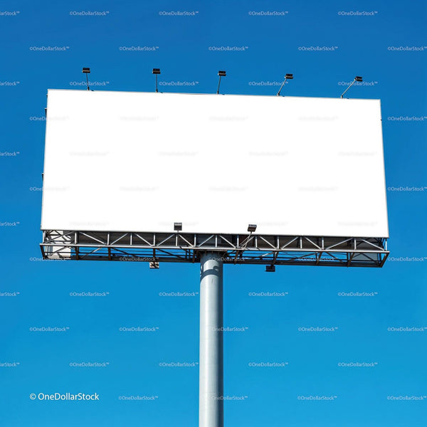 Large blank billboard against clear blue sky JPG Mockup Image