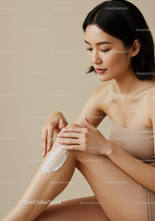Elegant Woman Applying Body Lotion for Skincare and Self-Care