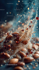 Juicy Pomegranate Seeds Splash with Water in Vibrant Colors