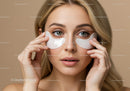 Woman with Eye Patches Applying Facial Skincare in Spa Setting