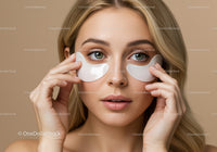 Woman with Eye Patches Applying Facial Skincare in Spa Setting