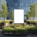 Blank Urban Billboard Surrounded by Greenery and Trees