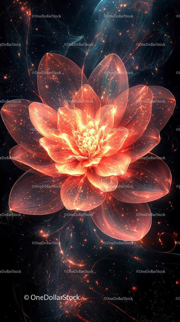 Futuristic Glowing Flower in a Space Nebula Universe