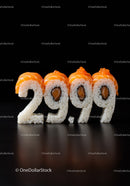 Sushi shaped as 29.99 price on black background
