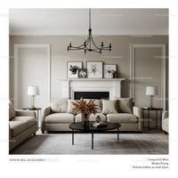 Elegant Neutral Living Room with Beige Sofa and Modern Decor