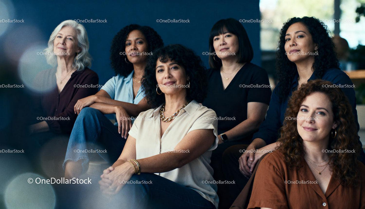 Confident diverse women portrait in casual modern setting