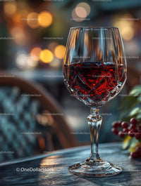 Elegant Crystal Wine Glass with Red Wine in Luxurious Setting