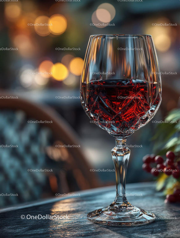 Elegant Crystal Wine Glass with Red Wine in Luxurious Setting