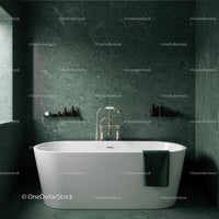 Luxurious Green Marble Bathroom with Elegant Freestanding Bathtub
