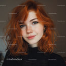 Young Woman with Vibrant Red Curly Hair and Bright Eyes